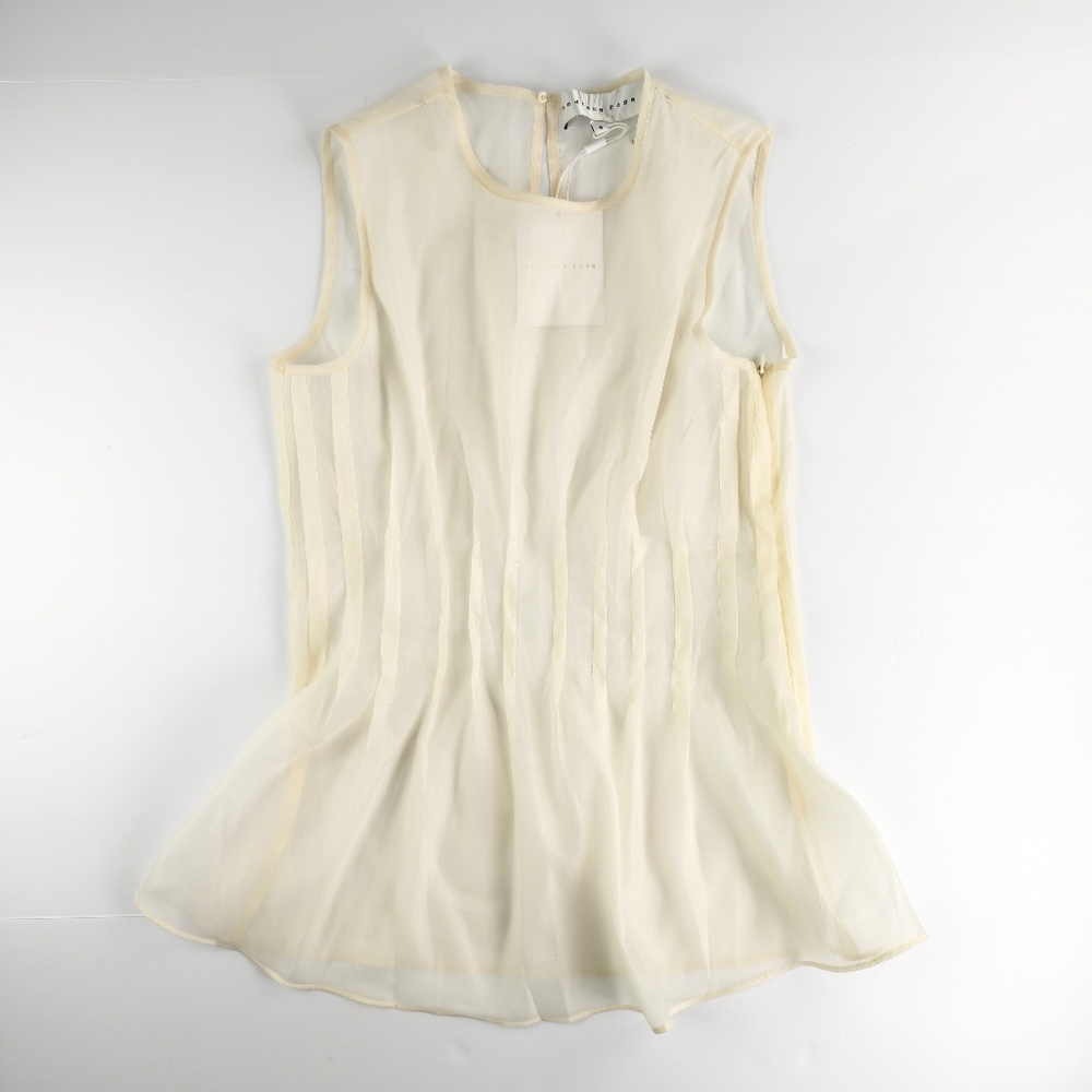 Endless Rose Cream Sheer Pleated Chiffon Tank Elegant Workwear Women S